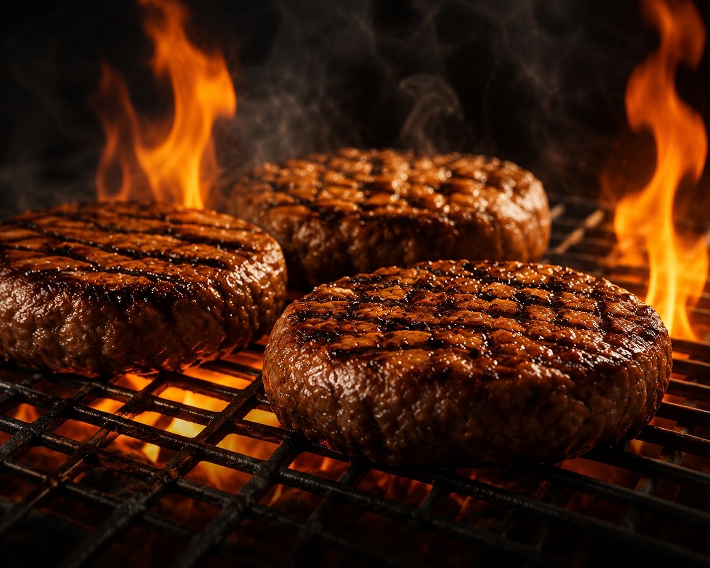 World Burger House burger köftelerinin yüksek ateşte pişirilmesi